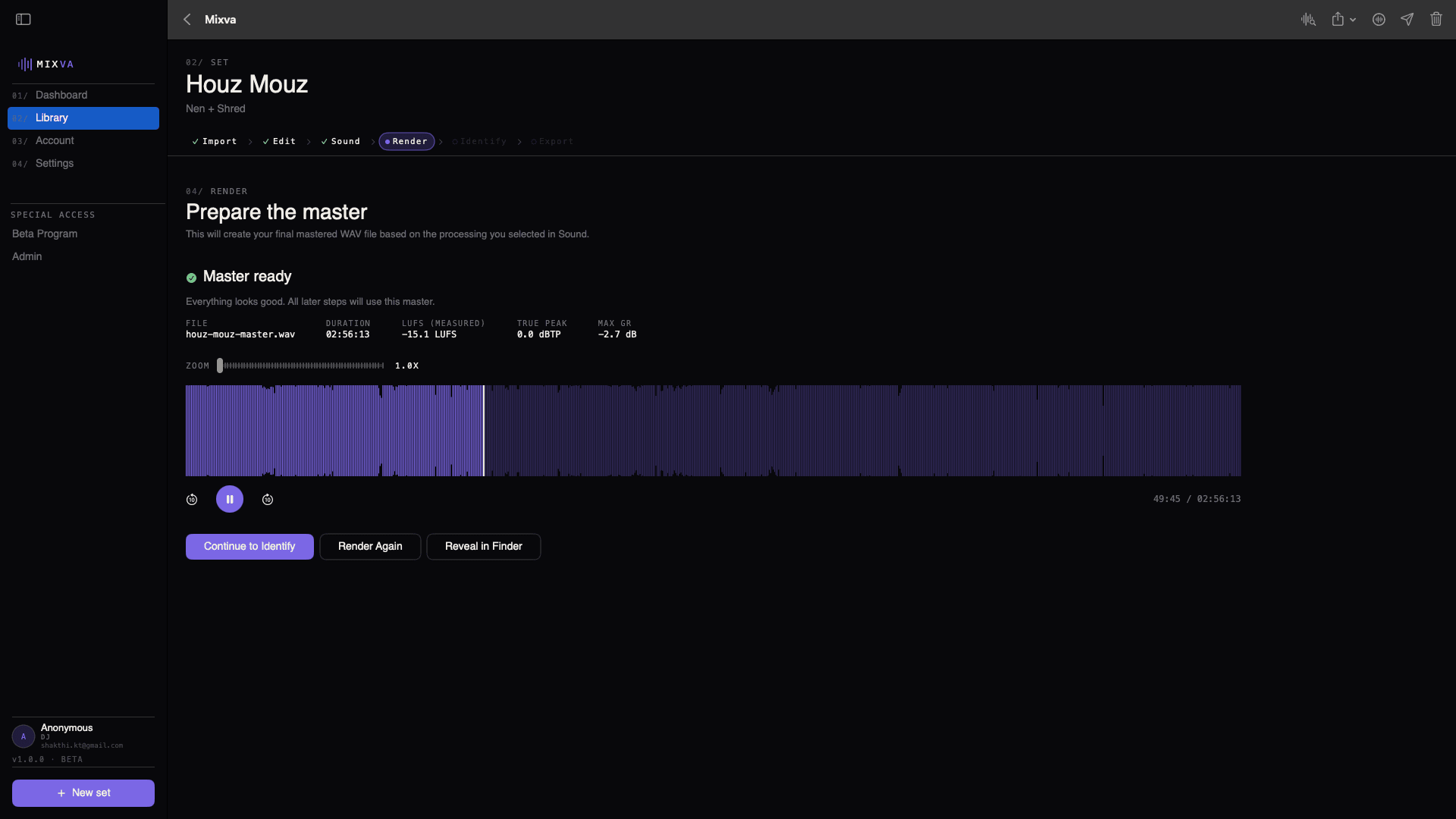 Render stage: writing the prepared audio to a WAV inside the working directory